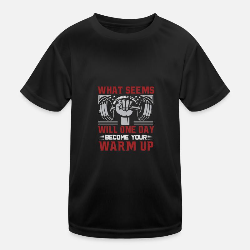 Workout Quote Warm Up Gym Design Kinder Funktions-T-Shirt