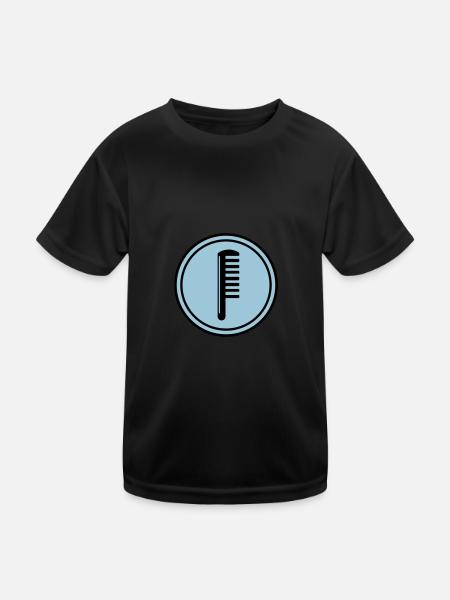 Kamm Friseur Kreis - Kinder Funktions-T-Shirt - Schwarz - Vorne
