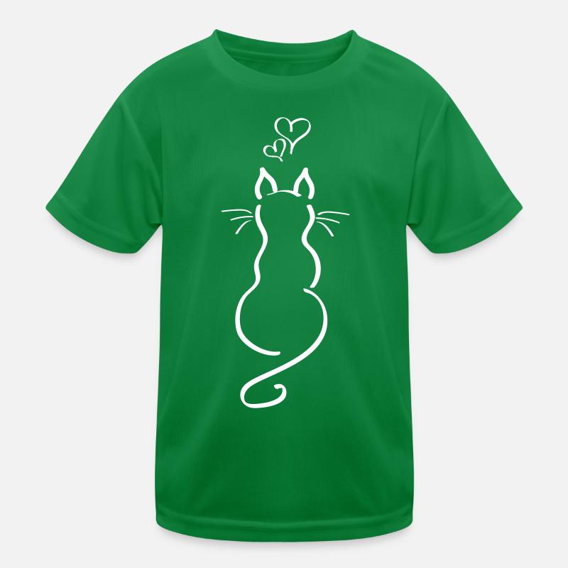 Ligne minimaliste de chat Back Hearts Love T-shirt sport Enfant