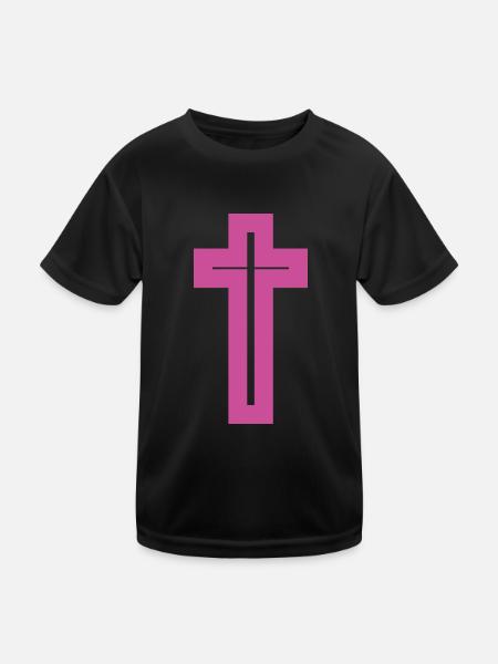 croix chrétienne - T-shirt sport Enfant - noir