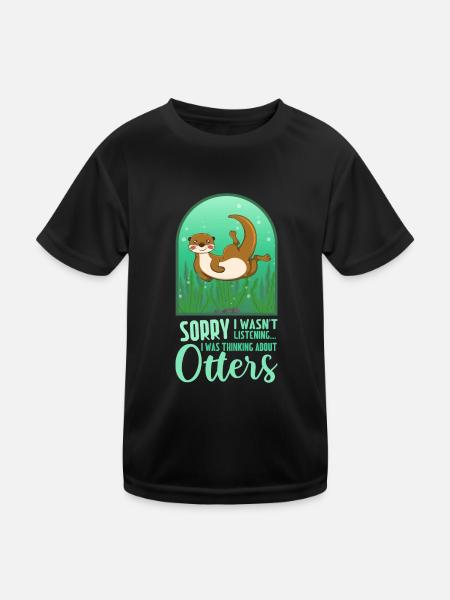 Je pense à la faune marine mignonne de la loutre - T-shirt sport Enfant - noir - Devant
