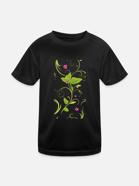 Zweig mit rosa Blüten - Kinder Funktions-T-Shirt - Schwarz - Vorne