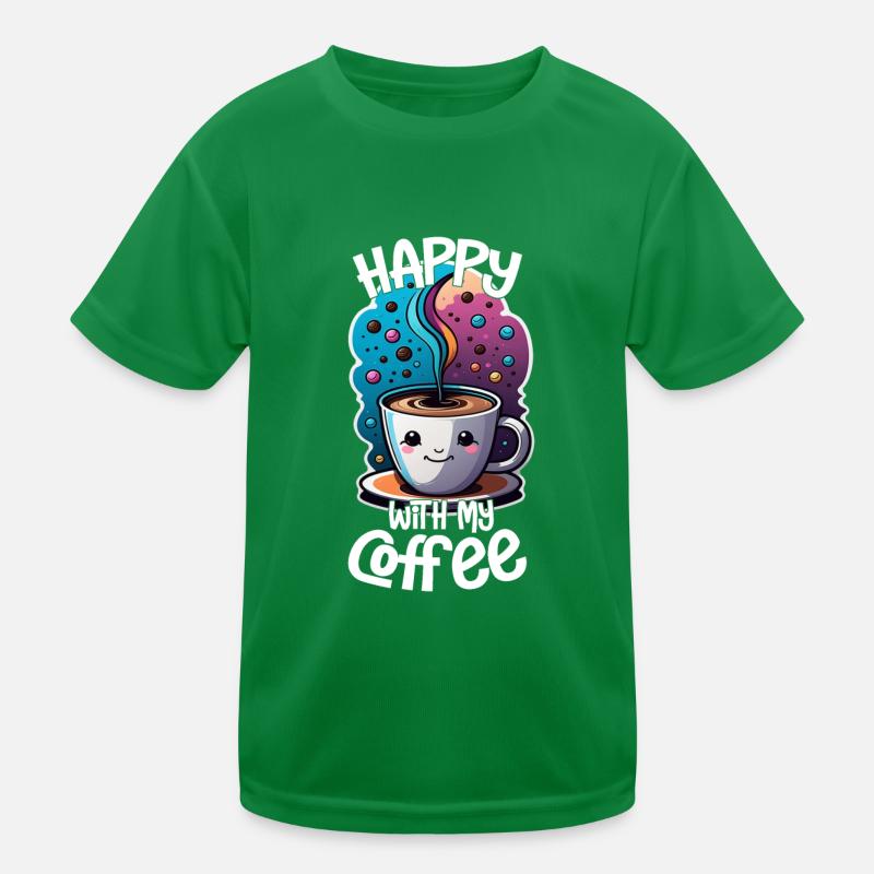 Kaffeesucht - Glücklich mit Kaffee Kinder Funktions-T-Shirt