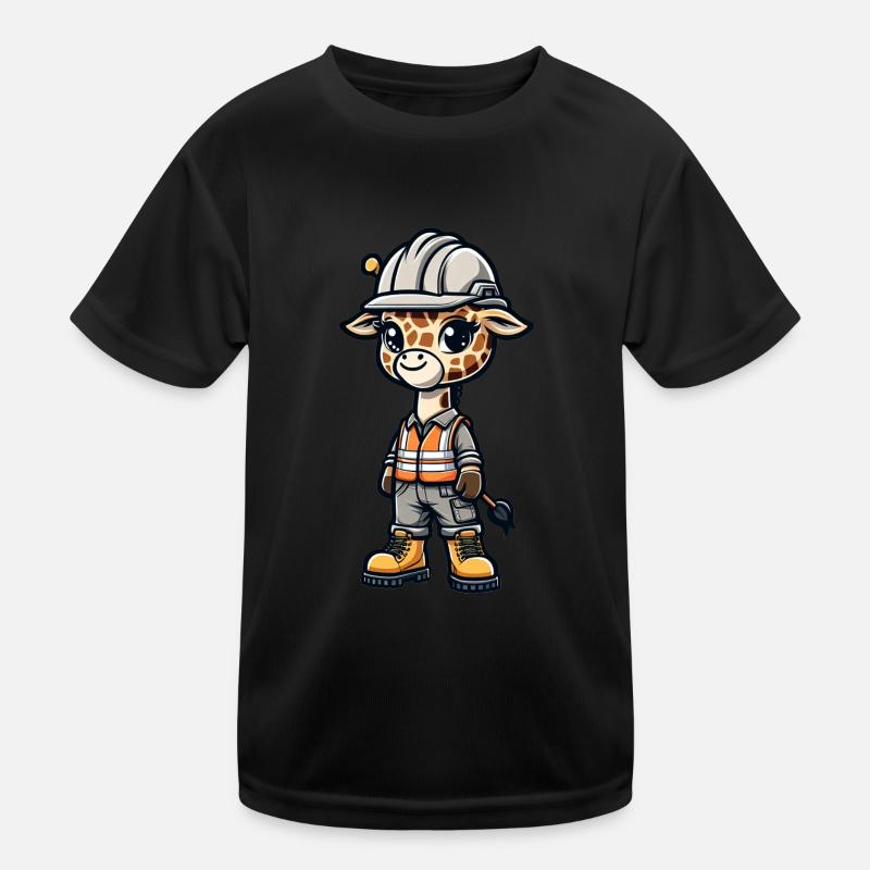 Cute Giraffe Construction Worker Kids Functional T-Shirt