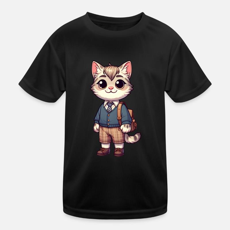Cute Schoolboy Cat Kinder Funktions-T-Shirt