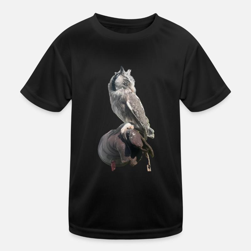 Eule - Kinder Funktions-T-Shirt - Schwarz