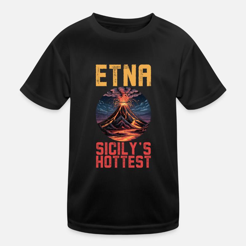 Etna Vulkan Sizilien Kinder Funktions-T-Shirt