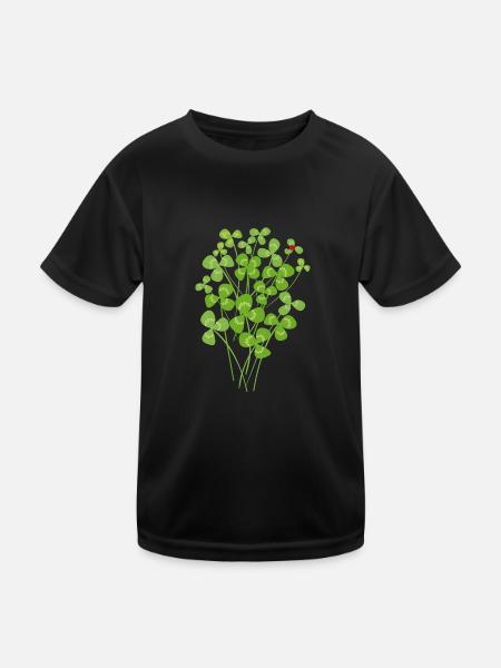 Ladybug clover luck - Kids Functional T-Shirt - black