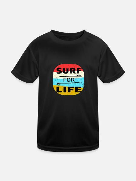 Surfer Surfen Surf Meer See Wellen Urlaub Geschenk - Kinder Funktions-T-Shirt - Schwarz - Vorne