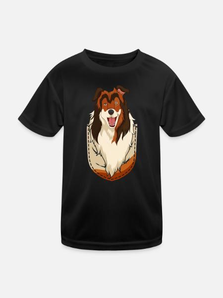Pet Gift Idea Dog Chest Bag Collie - Kids Functional T-Shirt - black - Front