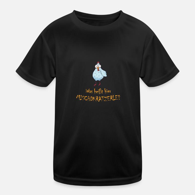 Schwäbisch: Was heißt hier Mischdkratzerle? - Kinder Funktions-T-Shirt - Schwarz