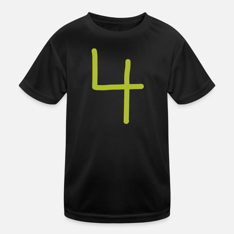 4 Nummer vier Zahl grün Geburtstag Kinder Funktions-T-Shirt