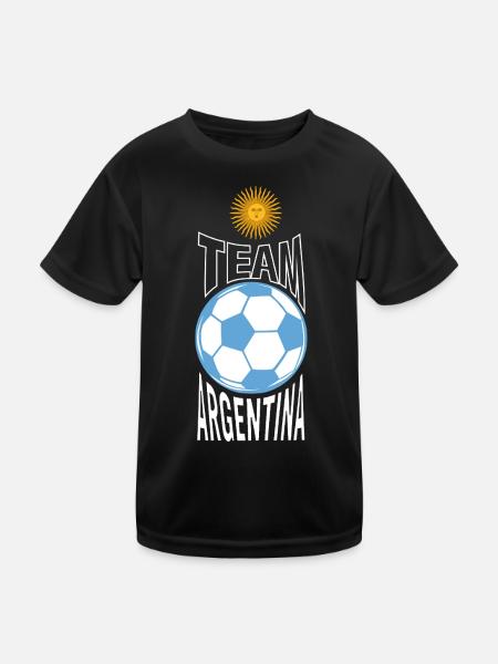 Argentinische Fußball Mannschaft Sonne Ball - Kinder Funktions-T-Shirt - Schwarz - Vorne