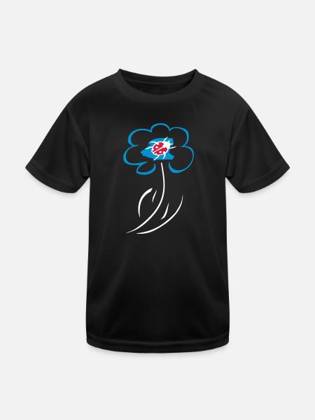 Flower with ladybug - Kids Functional T-Shirt - black - Front