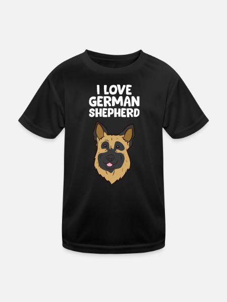 German Shepherd - I love German Shepherd - Kids Functional T-Shirt - black - Front