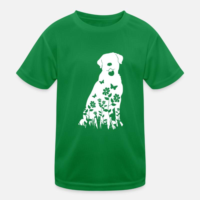 Labrador Flower Pattern Silhouette Dog Lover Gift Kids Functional T-Shirt