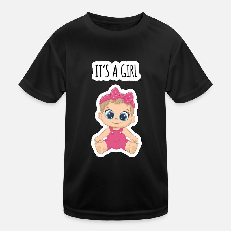 Es ist ein Mädchen - Kinder Funktions-T-Shirt - Schwarz