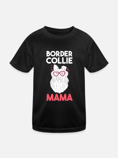 Hund Border Collie Mama - Kinder Funktions-T-Shirt - Schwarz - Vorne