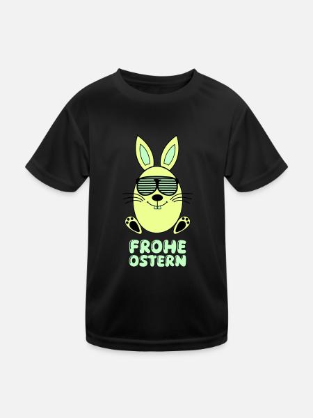frohe ostern hase - Kinder Funktions-T-Shirt - Schwarz - Vorne
