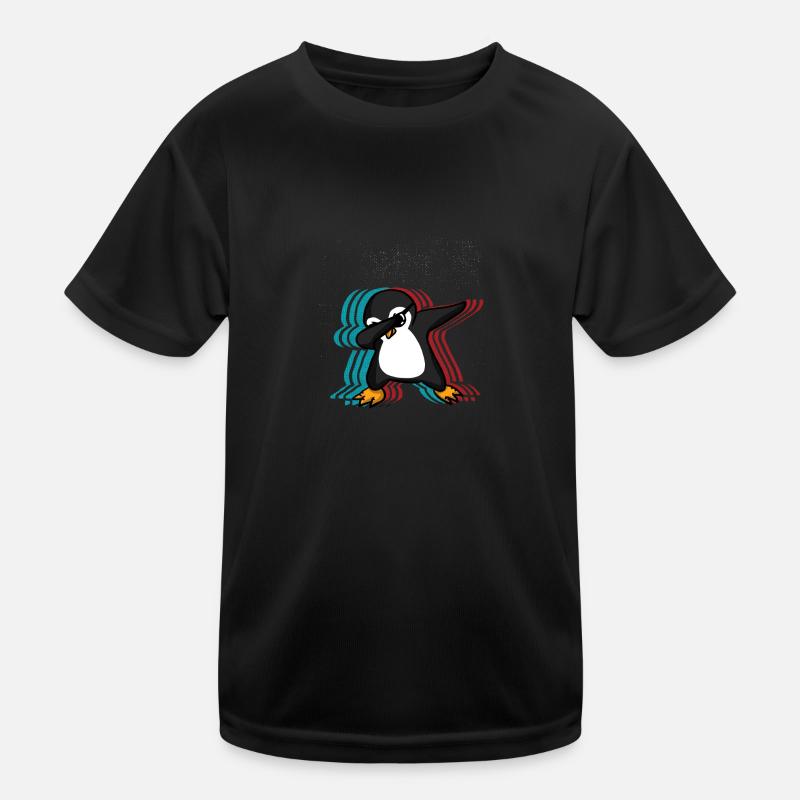 Dabbing Pinguin / Cooler Pinguin - Kinder Funktions-T-Shirt - Schwarz