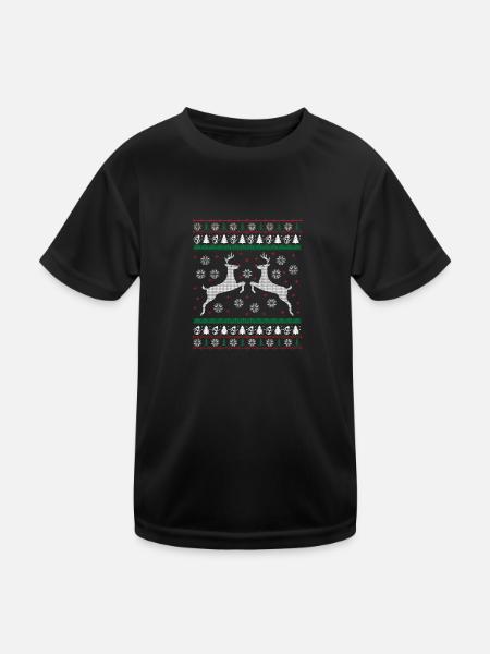 Rendeer Ugly Christmas Sweater Geschenk - Kinder Funktions-T-Shirt - Schwarz