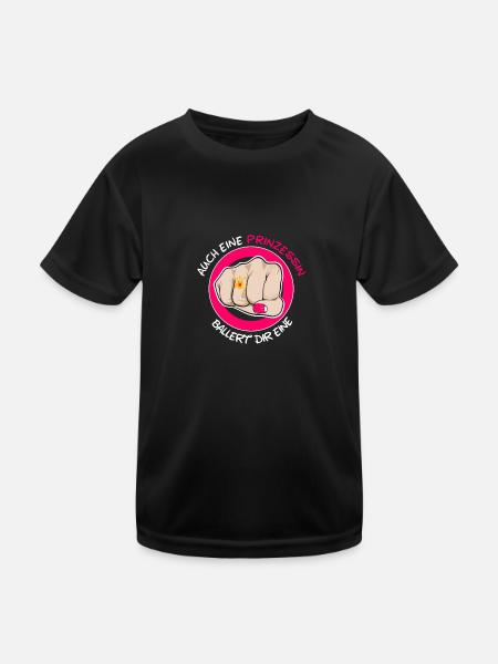 Auch eine Prinzessin ballert dir eine - Kinder Funktions-T-Shirt - Schwarz - Vorne