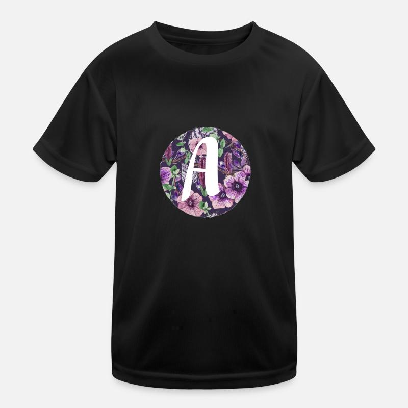 Buchstabe A - Kinder Funktions-T-Shirt - Schwarz