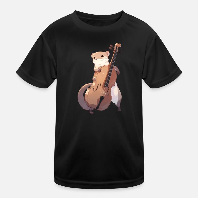 Cute mongoose playing cello Kids Functional T-Shirt