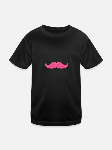 glittering moustache - Kids Functional T-Shirt - black - Front