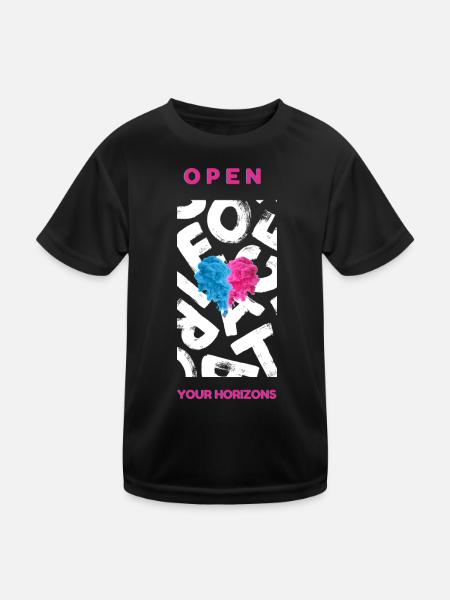 Open your horizons - Kids Functional T-Shirt - black - Front