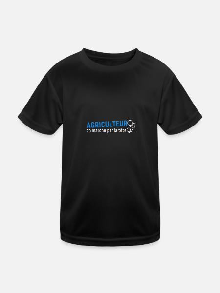 Agriculteur Fermier - T-shirt sport Enfant - noir - Devant