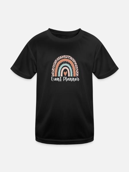 Event Planner Rainbow Leopard Funny Event Planner - Kids Functional T-Shirt - black - Front