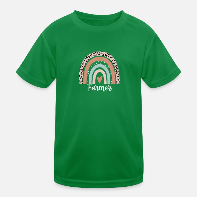 Bauer Regenbogen Leopard Lustiger Bauer Wertschätzung Kinder Funktions-T-Shirt