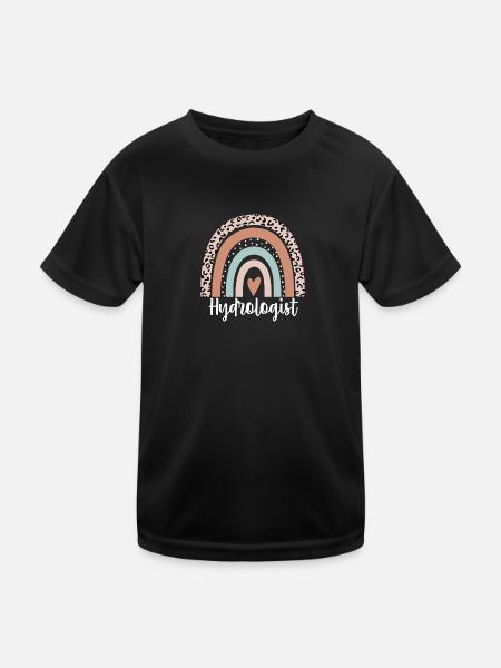 Hydrologe Regenbogenleopard Lustiger Hydrologe - Kinder Funktions-T-Shirt - Schwarz - Vorne