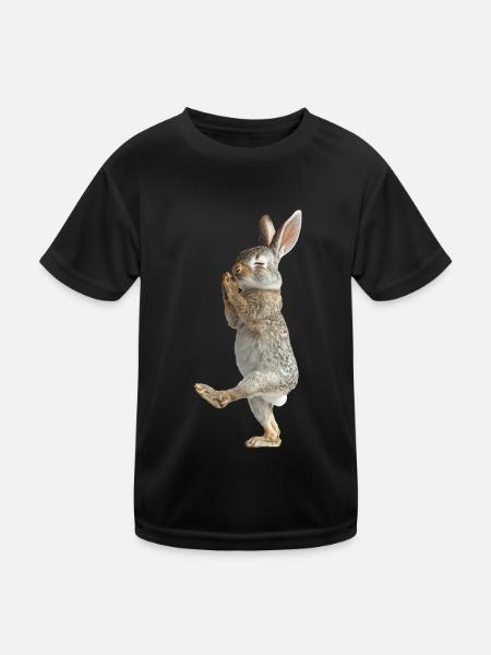 Kaninchen - Kinder Funktions-T-Shirt - Schwarz - Vorne