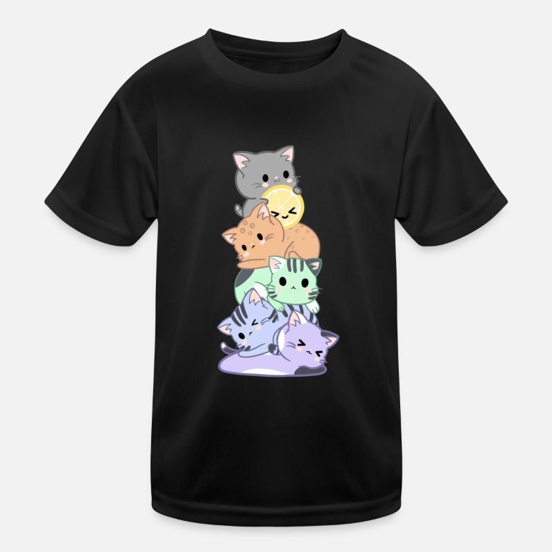 Rainbow Cat Bunch - Kids Functional T-Shirt - black
