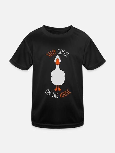 goose on the loose - Kids Functional T-Shirt - black - Front