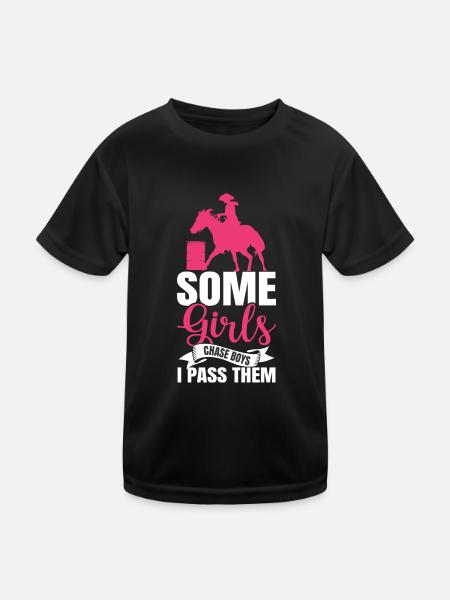 Some Girls Chase Boys I Pass Them Western Barrel R - Kids Functional T-Shirt - black - Front