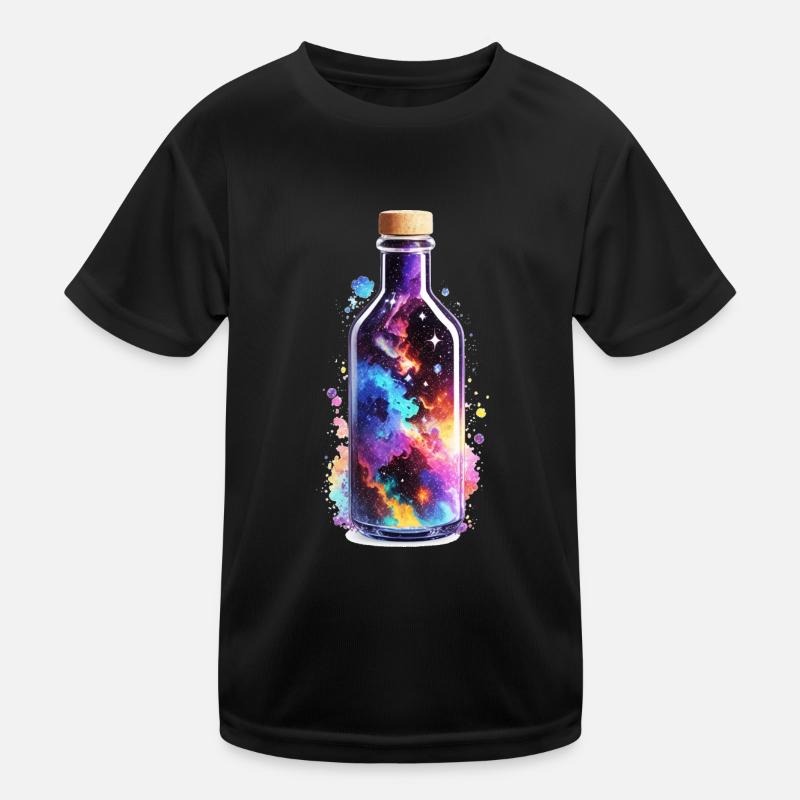 Spacebottle - Kinder Funktions-T-Shirt - Schwarz