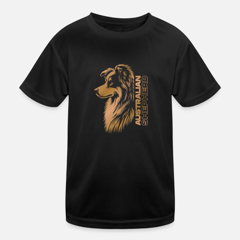Australian Shepherd Portrait | Aussiekopf gold Kinder Funktions-T-Shirt