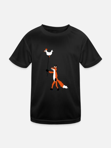 Fuchs und Henne - Kinder Funktions-T-Shirt - Schwarz - Vorne