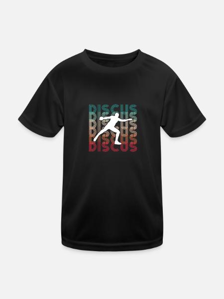 Diskus Athlete Vintage Retro Discus Werfer - Kinder Funktions-T-Shirt - Schwarz - Vorne