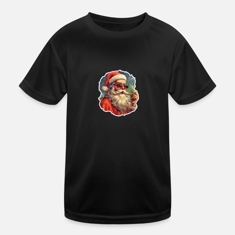 Weihnachtsmann mit Brille entspannt sich und Mütze Kinder Funktions-T-Shirt