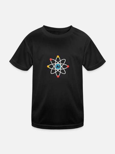 AI Atom - Kinder Funktions-T-Shirt - Schwarz - Vorne