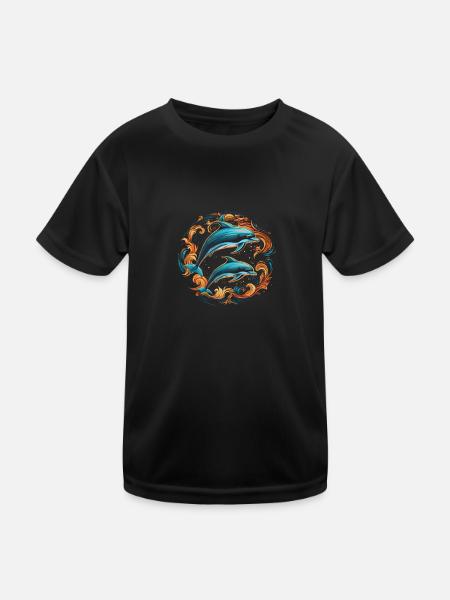 Dolphins - Kids Functional T-Shirt - black - Front
