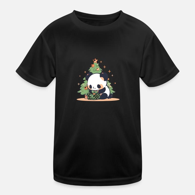 Panda Bear Christmas tree Kids Functional T-Shirt