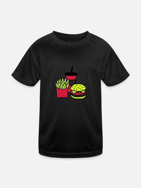 Fast food - Kinder Funktions-T-Shirt - Schwarz - Vorne