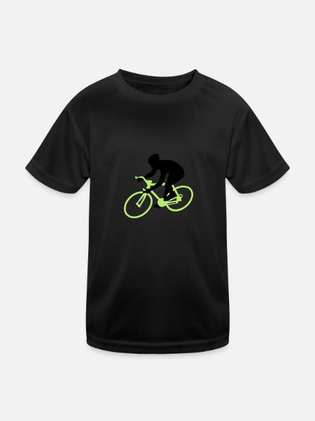 Rennrad - Kinder Funktions-T-Shirt - Schwarz - Vorne