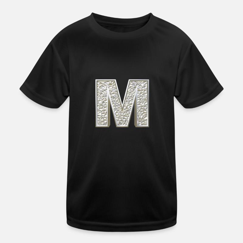 M, letter, letter M, initial, initial M, monogram, Kids Functional T-Shirt