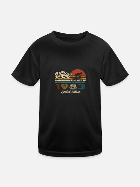 40 Birthday 1983 Vintage Retro Bicycle Cyclist - Kids Functional T-Shirt - black - Front